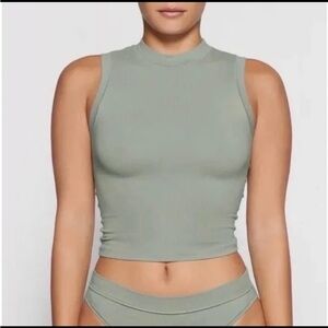 SKIMS *NWT COTTON JERSEY MOCK NECK TANK | COLOR: MINERAL